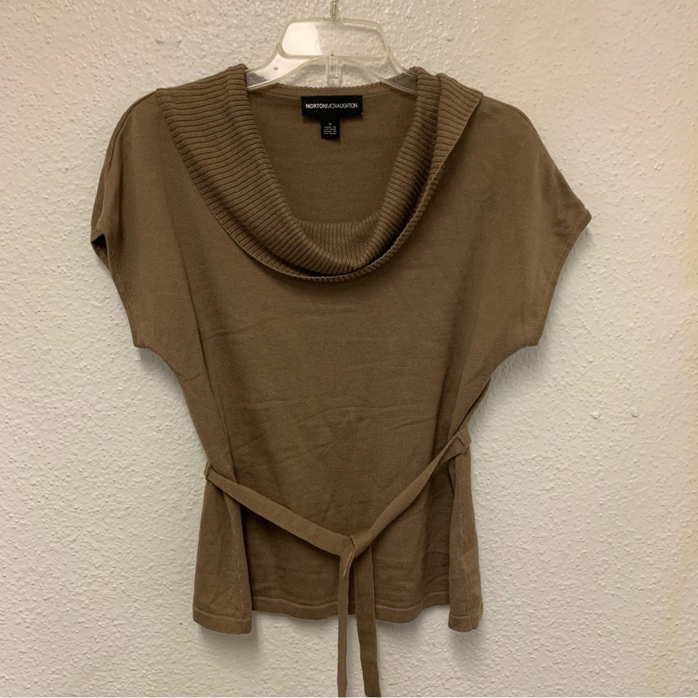 Norton McNaughton Womens Beige Knit Sleeveless Top Blouse Size M